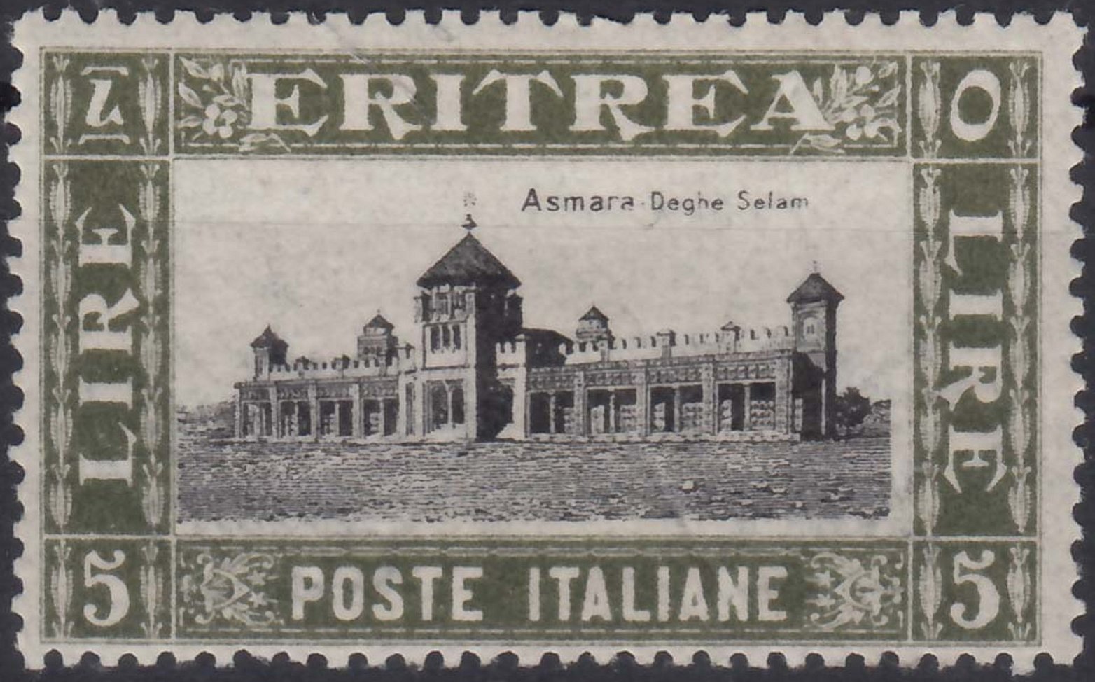 Stamps : Francobolli Eritrea 1930 : 5L Asmara Deghe Selam Massaua